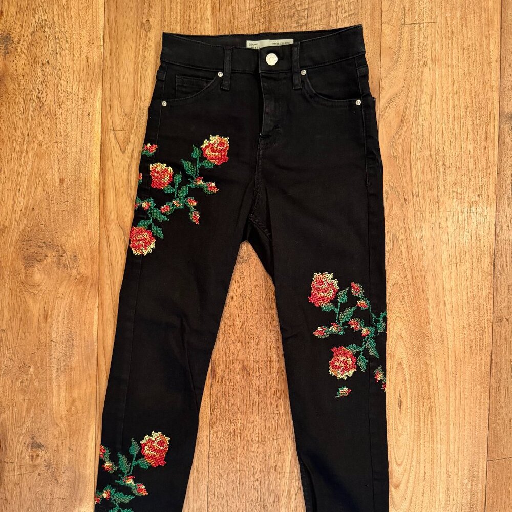 Topshop Petite Jamie Cross Stitch Skinny Jeans